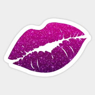 Hot Pink Purple Ombre Faux Glitter Lips Sticker